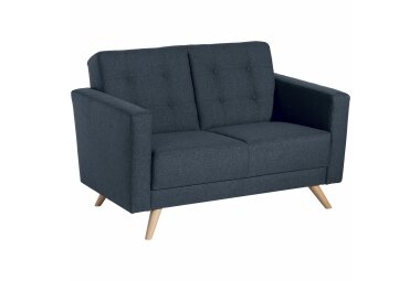 Sofa 2-Sitzer Karisa Bezug Flachgewebe Buche natur / blau...