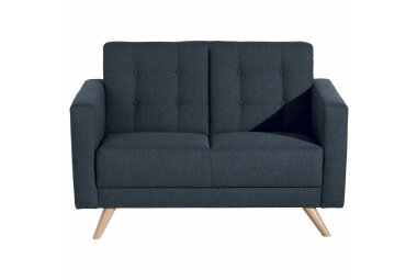 Sofa 2-Sitzer Karisa Bezug Flachgewebe Buche natur / blau 21916