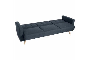 Sofa 3-Sitzer mit Bettfunktion Karisa Bezug Flachgewebe Buche natur / blau 21917