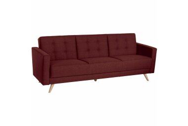 Sofa 3-Sitzer mit Bettfunktion Karisa Bezug Flachgewebe Buche natur / rot 21926