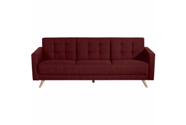 Sofa 3-Sitzer mit Bettfunktion Karisa Bezug Flachgewebe Buche natur / rot 21926