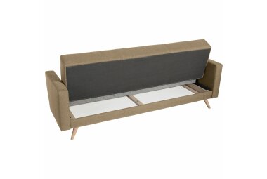 Sofa 3-Sitzer mit Bettfunktion Karisa Bezug Flachgewebe Buche natur / sand 21929