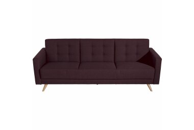 Sofa 3-Sitzer mit Bettfunktion Karisa Bezug Flachgewebe Buche natur / burgund 21935