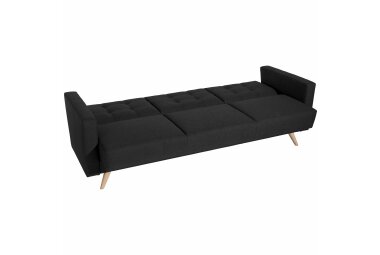 Sofa 3-Sitzer mit Bettfunktion Karisa Bezug Flachgewebe Buche natur / schwarz 21938