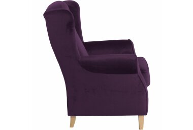 Ohrensessel Karlen Bezug Samtvelours Buche natur / purple 22043