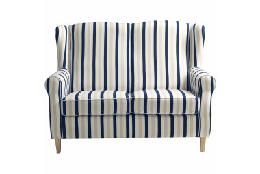 Sofa 2-Sitzer Karlen Bezug Flachgewebe Buche natur / blau 22075