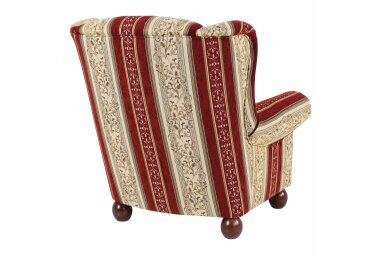 Ohrenbackensessel Kasha Bezug Chenille Buche nussbaum dunkel / rot 22279