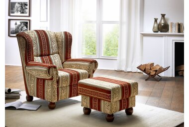 Hocker Kasha Bezug Chenille Buche nussbaum dunkel / rot 22280