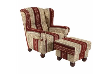 Hocker Kasha Bezug Chenille Buche nussbaum dunkel / rot 22280