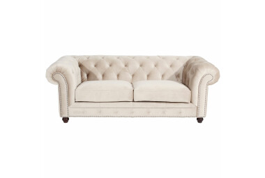 Sofa 2,5-Sitzer Kathe Bezug Samtvelours Buche nussbaum dunkel / creme 22484