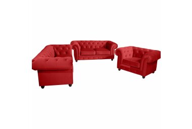 Sofa 2,5-Sitzer Kathe Bezug Samtvelours Buche nussbaum dunkel / rot 22490