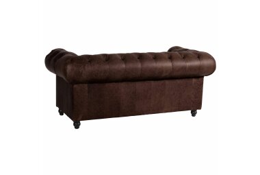 Sofa 2-Sitzer Kathe Bezug Echtleder (Antikoptik) Buche nussbaum dunkel / braun 22515