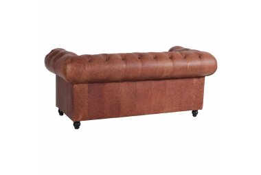 Sofa 2-Sitzer Kathe Bezug Echtleder (Antikoptik) Buche nussbaum dunkel / cognac 22518