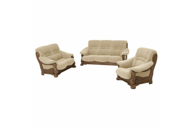 Sofa 3-Sitzer Katlin Bezug Flockstoff Eiche rustikal P43 / sand 22761