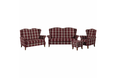 Sofa 2,5-Sitzer Katria Bezug Flachgewebe Buche nussbaum / rot  22858