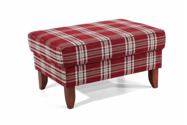 XXL Hocker Katria Bezug Flachgewebe Buche nussbaum dunkel / rot  22863