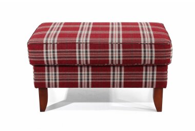 XXL Hocker Katria Bezug Flachgewebe Buche nussbaum dunkel / rot  22863