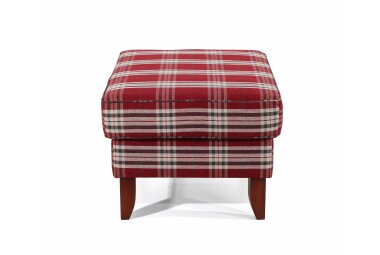 XXL Hocker Katria Bezug Flachgewebe Buche nussbaum dunkel / rot  22863