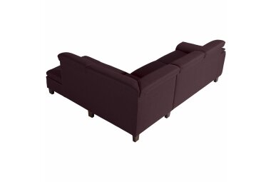 Ecksofa mit Ottomane links Katti Bezug Flachgewebe Buche nussbaum dunkel / burgund 22902