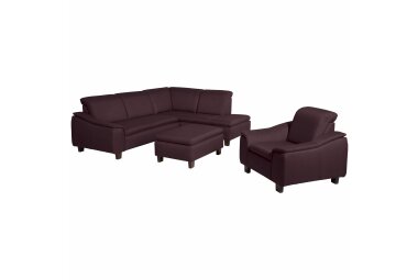 Ecksofa mit Ottomane links Katti Bezug Flachgewebe Buche nussbaum dunkel / burgund 22902