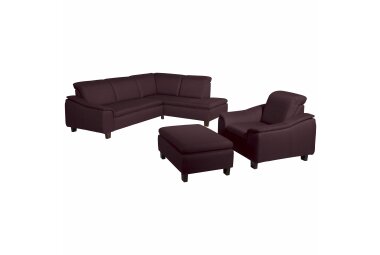 Ecksofa mit Ottomane links Katti Bezug Flachgewebe Buche nussbaum dunkel / burgund 22902