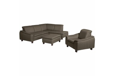 Ecksofa mit Ottomane links Katti Bezug Flachgewebe Buche nussbaum dunkel / sahara 22907