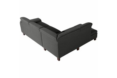 Ecksofa mit Ottomane rechts Katti Bezug Flachgewebe Buche nussbaum dunkel / anthrazit 22910