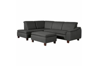 Ecksofa mit Ottomane rechts Katti Bezug Flachgewebe Buche nussbaum dunkel / anthrazit 22910