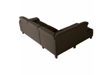 Ecksofa mit Ottomane rechts Katti Bezug Flachgewebe Buche nussbaum dunkel / braun 22913