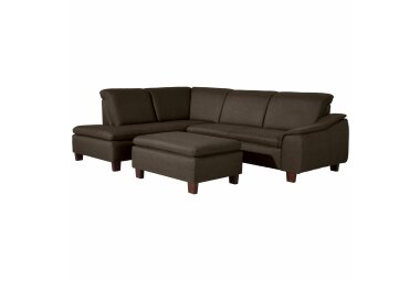 Ecksofa mit Ottomane rechts Katti Bezug Flachgewebe Buche nussbaum dunkel / braun 22913