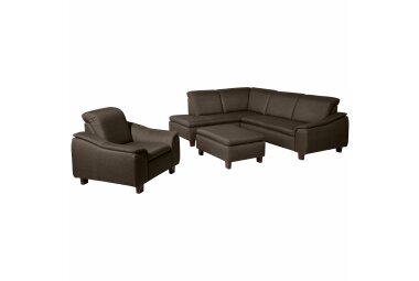 Ecksofa mit Ottomane rechts Katti Bezug Flachgewebe Buche nussbaum dunkel / braun 22913