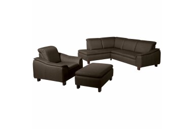 Ecksofa mit Ottomane rechts Katti Bezug Flachgewebe Buche nussbaum dunkel / braun 22913