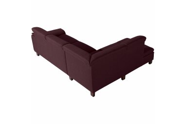 Ecksofa mit Ottomane rechts Katti Bezug Flachgewebe Buche nussbaum dunkel / burgund 22914