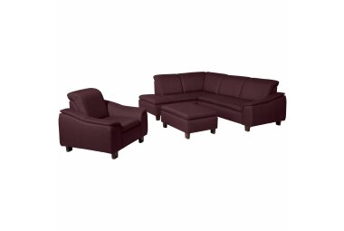 Ecksofa mit Ottomane rechts Katti Bezug Flachgewebe Buche nussbaum dunkel / burgund 22914