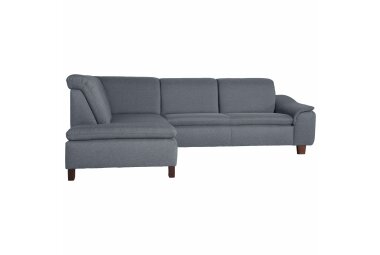 Ecksofa mit Ottomane rechts Katti Bezug Flachgewebe Buche nussbaum dunkel / denim 22915