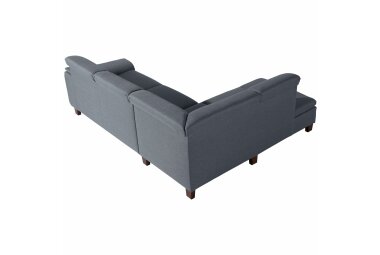 Ecksofa mit Ottomane rechts Katti Bezug Flachgewebe Buche nussbaum dunkel / denim 22915