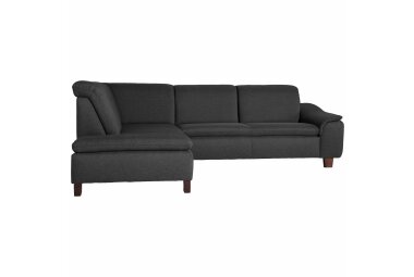 Ecksofa mit Ottomane rechts Katti Bezug Flachgewebe Buche nussbaum dunkel / graphit 22916