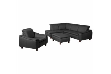 Ecksofa mit Ottomane rechts Katti Bezug Flachgewebe Buche nussbaum dunkel / graphit 22916