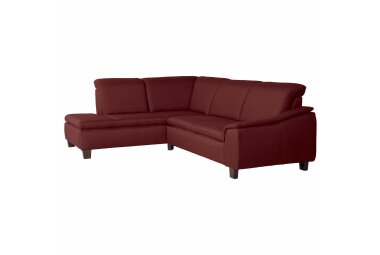 Ecksofa mit Ottomane rechts Katti Bezug Flachgewebe Buche nussbaum dunkel / rot 22918