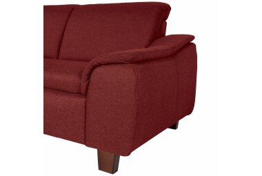 Ecksofa mit Ottomane rechts Katti Bezug Flachgewebe Buche nussbaum dunkel / rot 22918