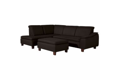 Ecksofa mit Ottomane rechts Katti Bezug Flachgewebe Buche nussbaum dunkel / schoko 22920