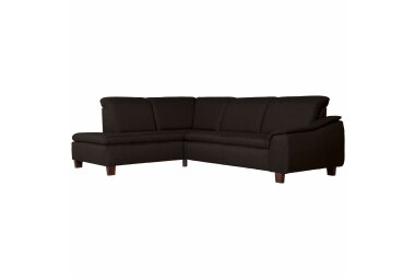 Ecksofa mit Ottomane rechts Katti Bezug Flachgewebe Buche nussbaum dunkel / schoko 22920