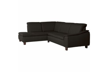 Ecksofa mit Ottomane rechts Katti Bezug Flachgewebe Buche nussbaum dunkel / schoko 22920