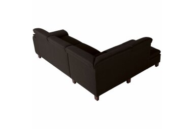 Ecksofa mit Ottomane rechts Katti Bezug Flachgewebe Buche nussbaum dunkel / schoko 22920