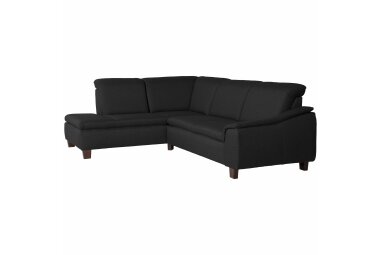 Ecksofa mit Ottomane rechts Katti Bezug Flachgewebe Buche nussbaum dunkel / schwarz 22921