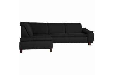 Ecksofa mit Ottomane rechts Katti Bezug Flachgewebe Buche nussbaum dunkel / schwarz 22921