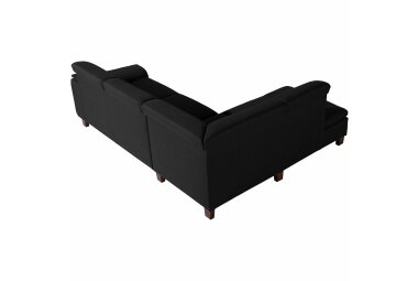 Ecksofa mit Ottomane rechts Katti Bezug Flachgewebe Buche nussbaum dunkel / schwarz 22921