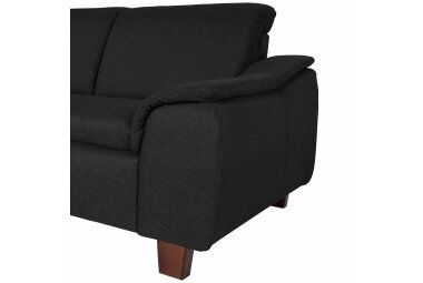 Ecksofa mit Ottomane rechts Katti Bezug Flachgewebe Buche nussbaum dunkel / schwarz 22921