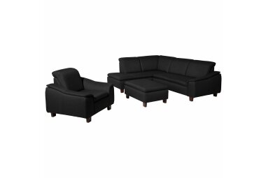 Ecksofa mit Ottomane rechts Katti Bezug Flachgewebe Buche nussbaum dunkel / schwarz 22921