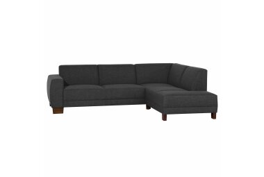 Ecksofa mit Ottomane links Katy Bezug Flachgewebe (Leinenoptik) Buche nussbaum dunkel / schwarz 22990